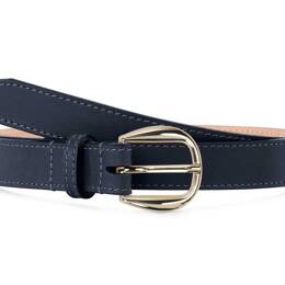 Fine ceinture premium cuir chic bleu marine, boucle féminine,