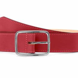 Ceinture cuir premium chic rouge, boucle rectangulaire, classique,