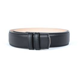 T95cm - Ceinture sans boucle en cuir lisse noir 35 mm pour boucle à