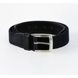 T80cm - Ceinture élastique en cuir bleu marine - 10103