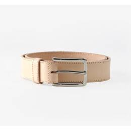 T75cm Ceinture cuir nude, boucle élégante acier poli - 8037