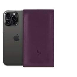 Pochette iPhone 15 Pro  en cuir myrtille - PM-048-01