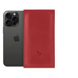 Pochette iPhone 16 Pro Max en cuir rouge - PM-045-01
