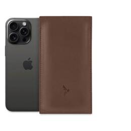 Pochette iPhone 15 Pro Max en cuir marron - PM-047-01