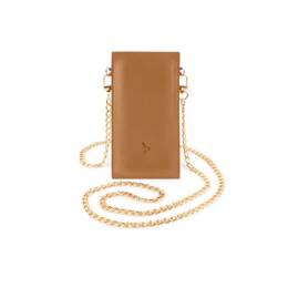 Pochette iPhone 14 Pro en cuir gold avec chainette - PM-049-02
