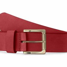 T100cm - Ceinture cuir rouge, boucle carrée, classique, en laiton -