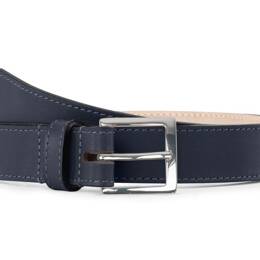 T100cm - Ceinture premium cuir chic bleu marine, boucle carrée,