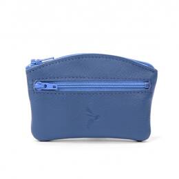 Porte-monnaie fermeture zippée en cuir bleu de prusse - 204