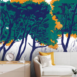 Papier peint design arbres abstraits – Red Banded Pines