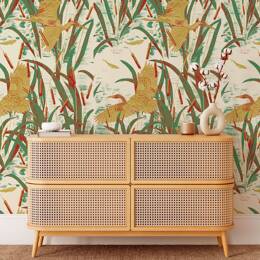 Papier peint design art déco, héron – Heronry-2