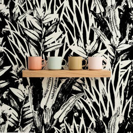 Papier peint feuilles noirs, tropical – Ombres végétales