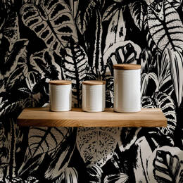 Papier peint feuilles noirs, tropical – Feuilles sauvages