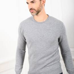 Pull Col Rond Homme Gris Chiné Merinos-Cachemire - Marcel