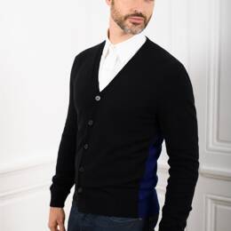 Cardigan Homme Noir / Bleu Indigo Merinos-Cachemire - Marius