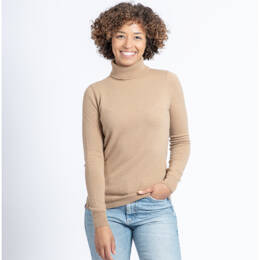 Pull Col Roulé Femme Camel Merinos-cachemire - Augustine