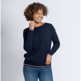Pull Col Bateau Femme Marine Merinos-Cachemire - Lili