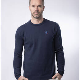 Pull Col Rond Homme Marine Coton Bio - Camille