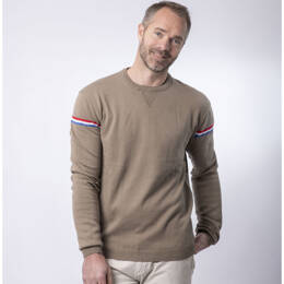 Pull Col Rond Homme Taupe Coton Bio - Léon