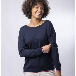 Pull Décolleté 2 EN 1 Femme Marine Coton Bio - Manon