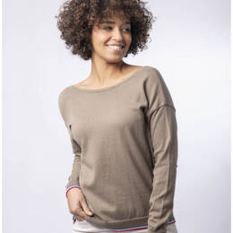 Pull Décolleté 2 EN 1 Femme Taupe Coton Bio - Manon