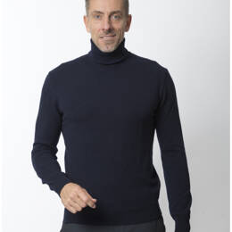 Pull Col Roulé Homme Marine Merinos-Cachemire - Ugolin