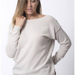 Pull Décolleté 2 en 1 Femme Écru Merinos-Cachemire - Manon