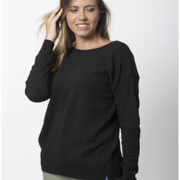 Pull Décolleté 2 EN 1 Femme Noir Merinos-cachemire - Manon