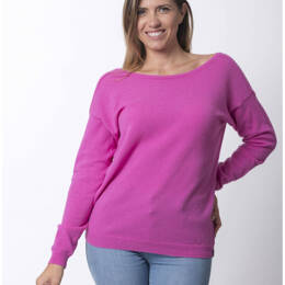 Pull décolleté 2 EN 1 Femme Rose Merinos-cachemire - Manon