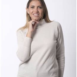 PULL COL MONTANT FEMME ECRU Merinos-cachemire - BAPTISTINE