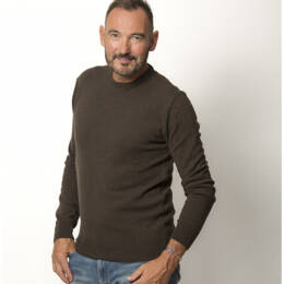 Pull Col Rond Homme Marron Mérinos-Cachemire - Marcel