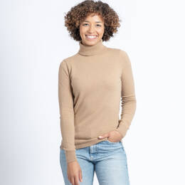 Pull Col Roulé Femme Camel Merinos-cachemire - Augustine