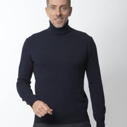 Pull Col Roulé Homme Marine Merinos-Cachemire - Ugolin