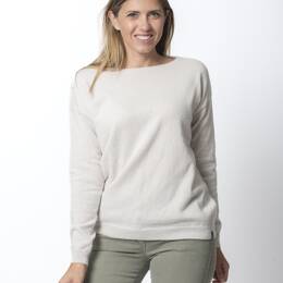 Pull Col Bateau Femme Écru Merinos-cachemire - Lili
