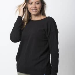Pull Décolleté 2 EN 1 Femme Noir Merinos-cachemire - Manon