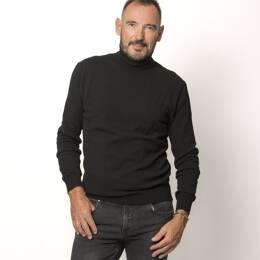 Pull Col Roulé Homme Noir Merinos-Cachemire - Ugolin