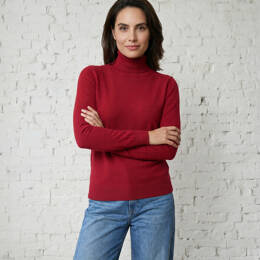Pull Col Roulé Femme Groseille Merinos-cachemire - Augustine