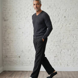 Pull Col V Homme Gris Anthracite Merinos-cachemire - César