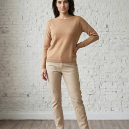 Pull Col Bateau Femme Camel Merinos-Cachemire - Lili