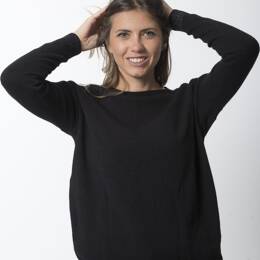 Pull Col Bateau Femme Noir Brillant Merinos-cachemire - Lili