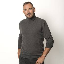 Pull Col Roulé Homme Gris Anthracite Merinos-Cachemire - Ugolin