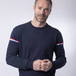 Pull Col Rond Homme Marine Coton Bio - Léon