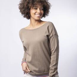 Pull Décolleté 2 EN 1 Femme Taupe Coton Bio - Manon