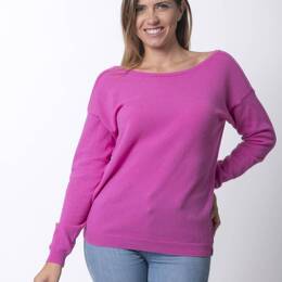 Pull décolleté 2 EN 1 Femme Rose Merinos-cachemire -  Manon