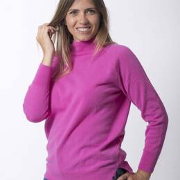 PULL COL MONTANT FEMME ROSE Merinos-Cachemire - BAPTISTINE