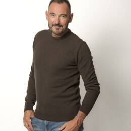 Pull Col Rond Homme Marron Mérinos-Cachemire - Marcel