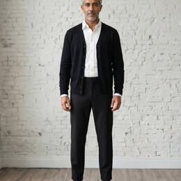 Cardigan Homme Noir / Bleu Indigo Merinos-Cachemire - Marius