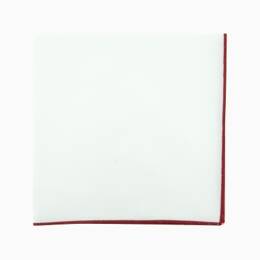 Pochette de costume blanche à liseré bordeaux