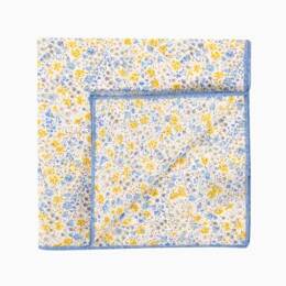 Pochette de costume Liberty Phoebe moutarde / bleu ciel
