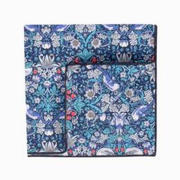 Pochette de costume Liberty Strawberry Thief bleu turquoise