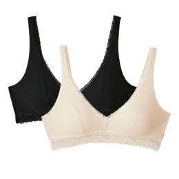 2x brassière dentelle - Noir et Ecru - Blanc - Femme